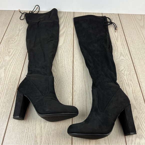 Journey Collection Women's Maya Over the Knee Tie Top Boots 10 Black $130 - Picture 1 of 4